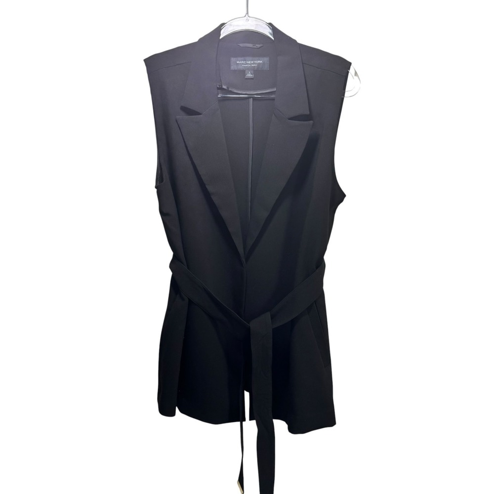 Marc New York New Minimalist Quiet Luxury Business Belted Vest Womens L Black